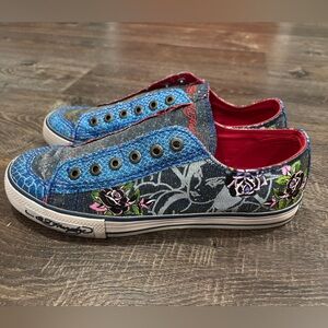 Don Ed Hardy Y2K Tattoo Sneakers Sparkle Low Top 2000s